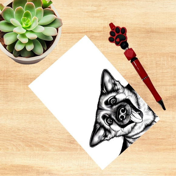 Whimsical German Shepherd Notecards with Peel and Stick Envelopes - Picture 6 of 10